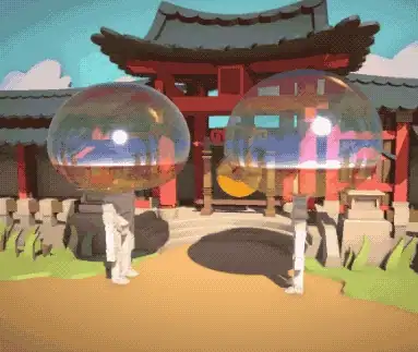 Marionette Bubble Fighter — A marionette-style dueling game — dodge, weave, and stretch to pop your opponent's bubble with your sword before they pop yours.