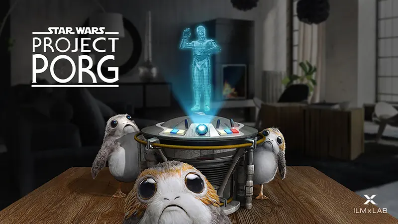 Star Wars: Project Porg — Befriend, feed, and train a nest of living porgs in your own home — an experimental Magic Leap experience from Schell Games and ILMxLAB.